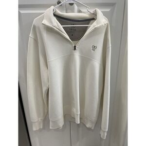IZOD Ivory Cream Pull Over 1/4 Zip Sweater Size Large